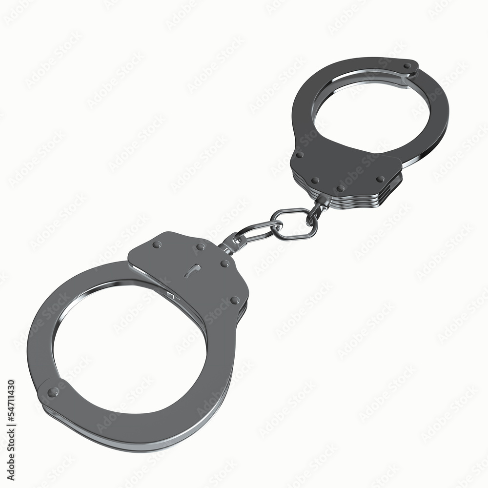 handcuffs render isolated with clipping path on white handcuffs render isolated with clipping path on white