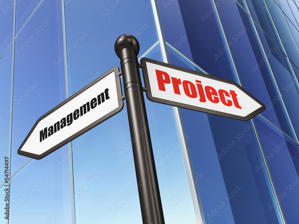 Business concept: Project Management on Building background
