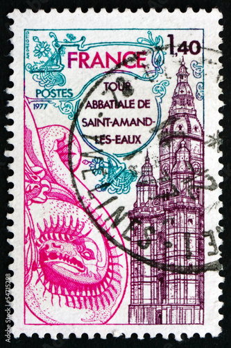 Postage stamp France 1977 Abbey Tower, Saint-Amand-les-Eaux