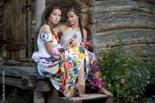 two beautiful rural women