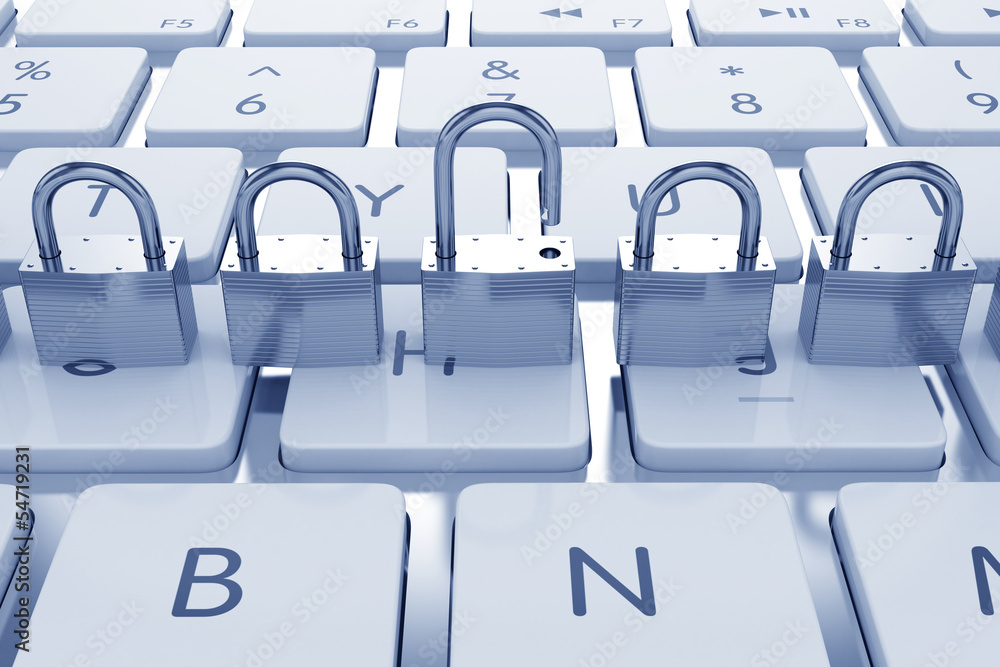Fototapeta premium Lock concept on keyboard