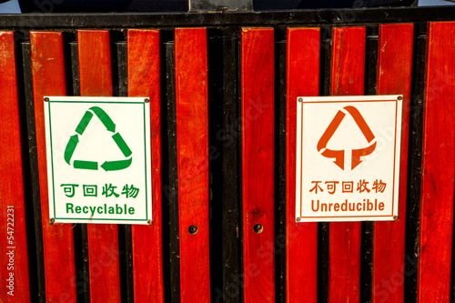 Fotografia, Obraz Chinese Recycle Signs