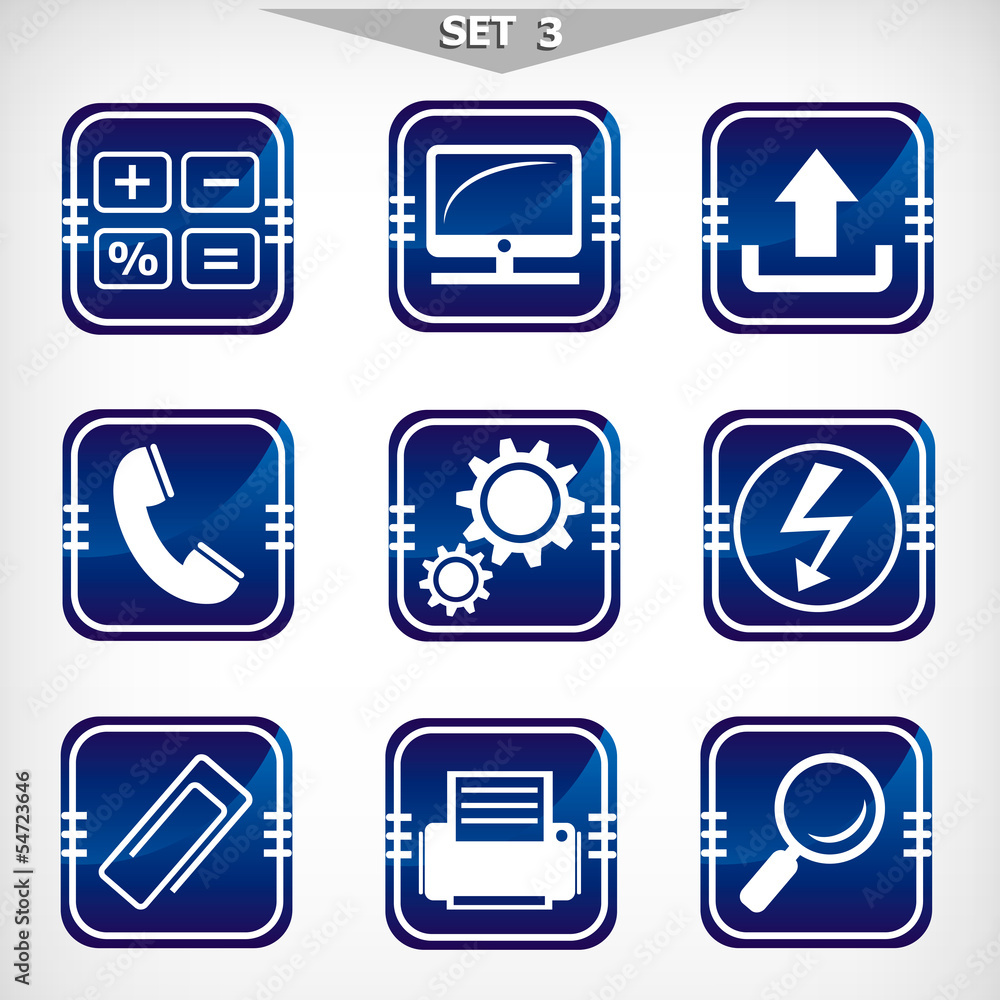 Blue icons-set 3. IT technology. Office appliances Blue icons-set 3. IT technology. Office appliances