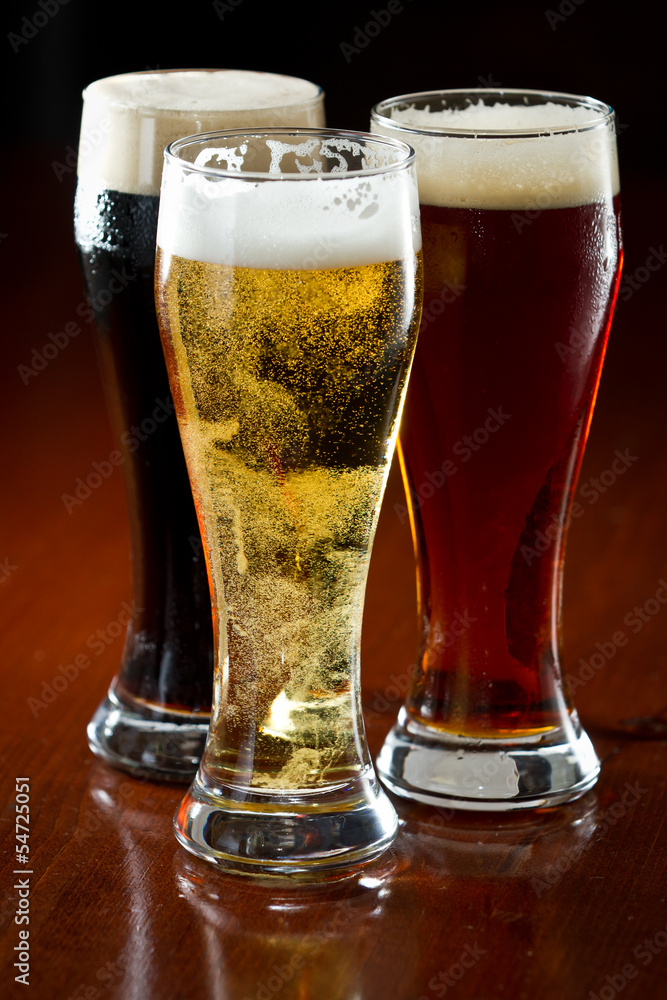 dark, red and light beer dark, red and light beer