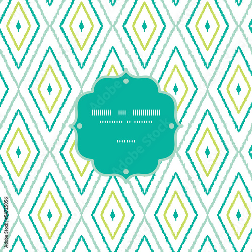 Vector green ikat diamonds frame seamless patterns backgrounds