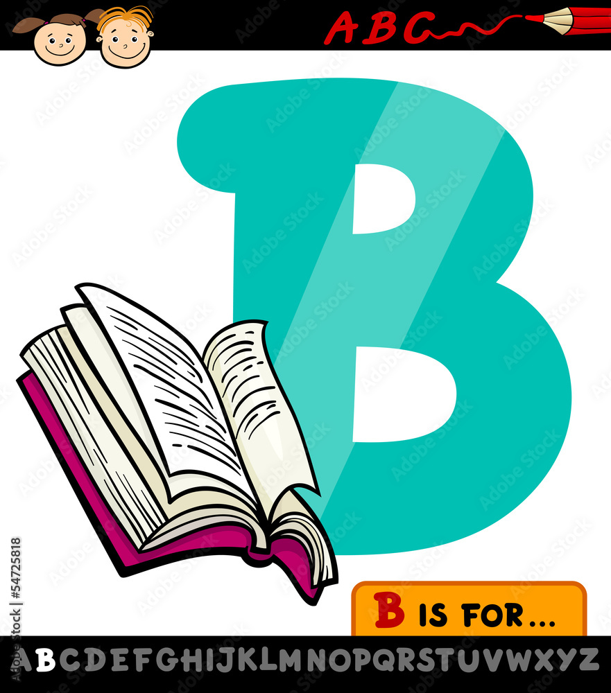 letter b with book cartoon illustration letter b with book cartoon illustration