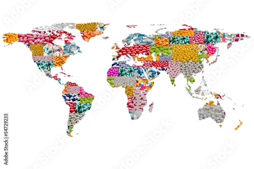 world map from pills