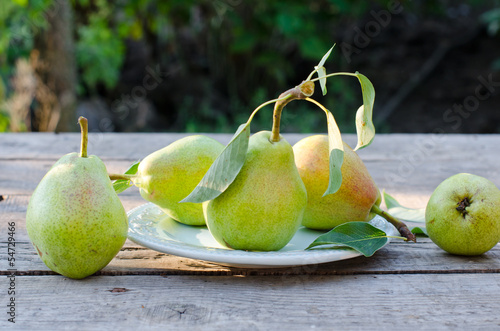 Fresh pears on a plate