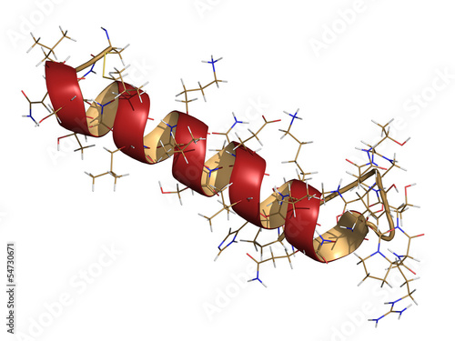 Salmon calcitonin peptide hormone drug, chemical structure. photo