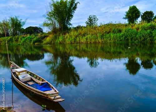 Small boat in a shallow canal