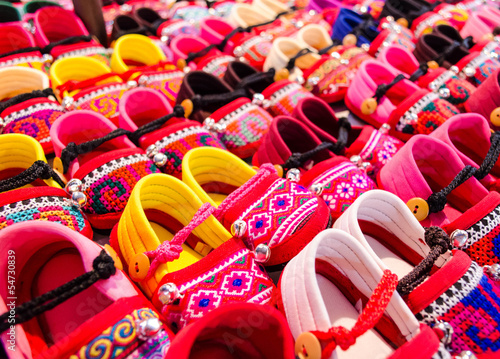 handcraft red shoes in Chaingmai street market