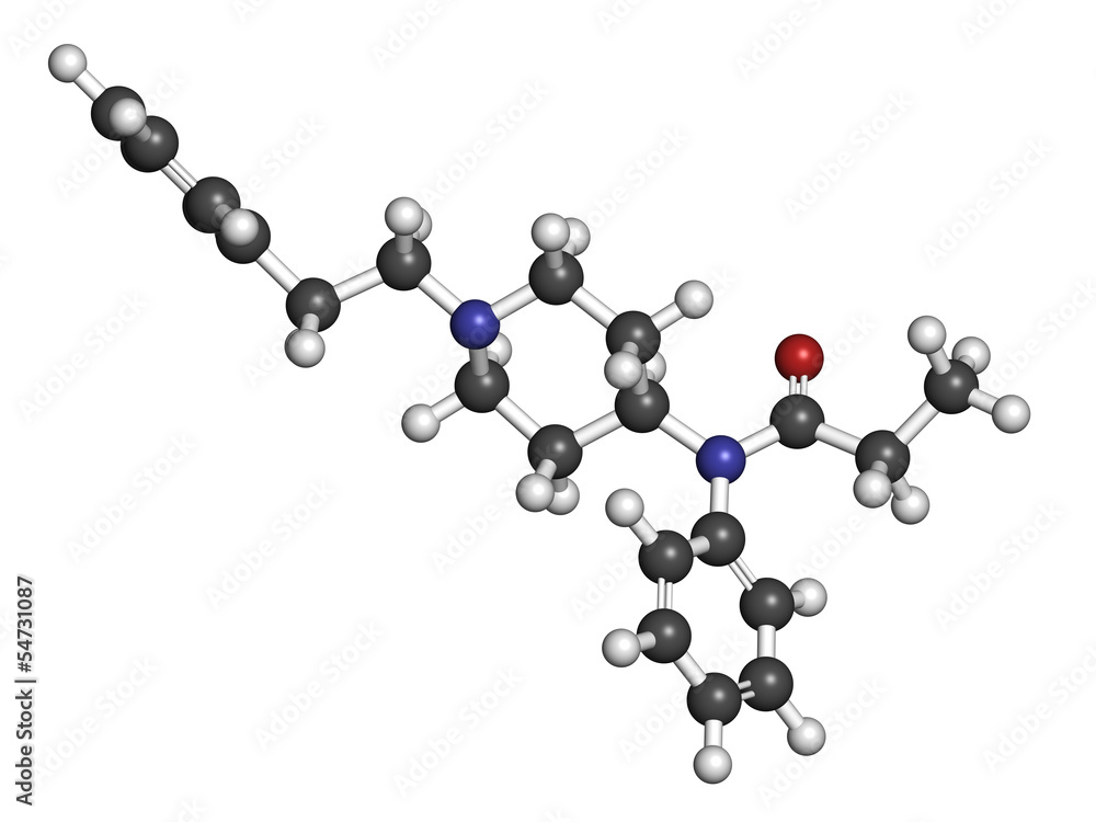 Fentanyl (fentanil) opioid analgesic drug, chemical structure. Fentanyl (fentanil) opioid analgesic drug, chemical structure.