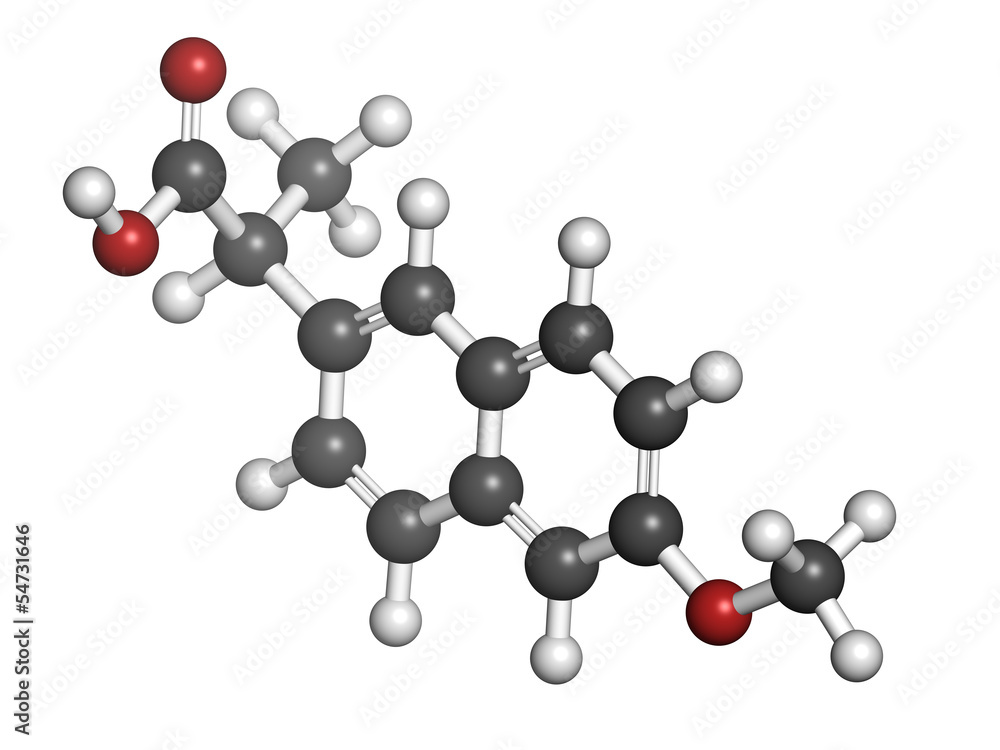 Naproxen pain and inflammation drug (NSAID), chemical structure. Stock