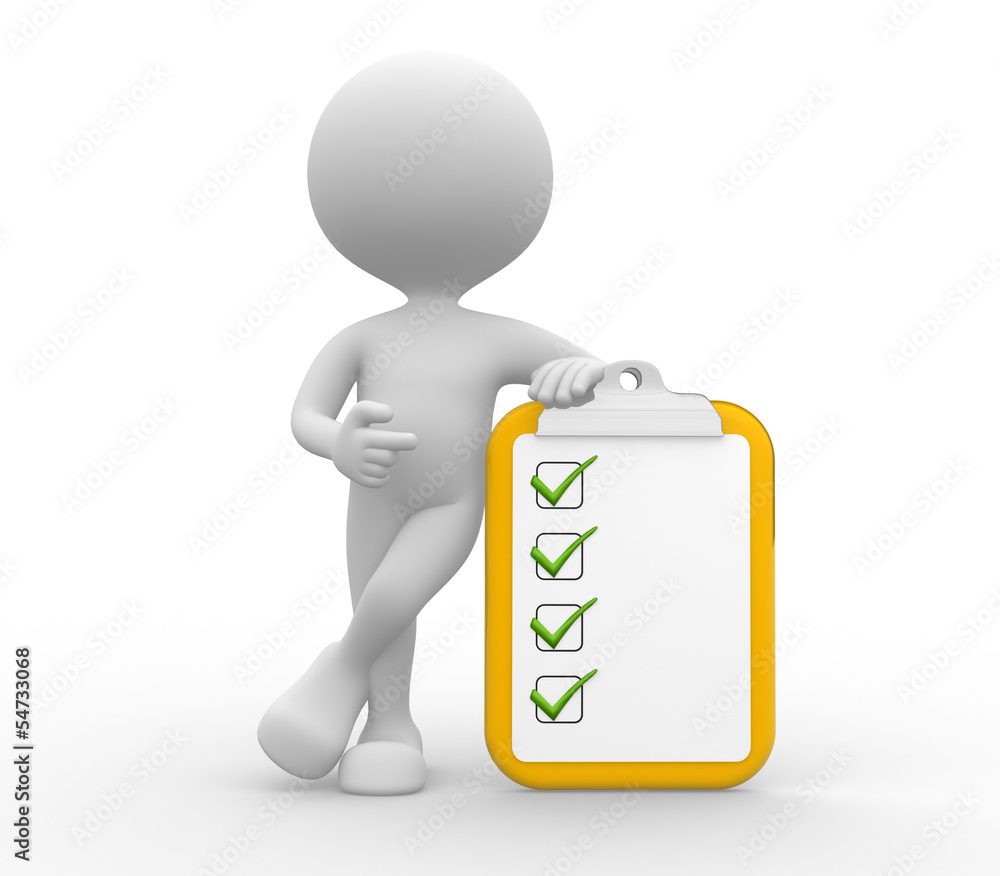 3d people - man , person with clipboard and checklist. 3d people - man , person with clipboard and checklist.