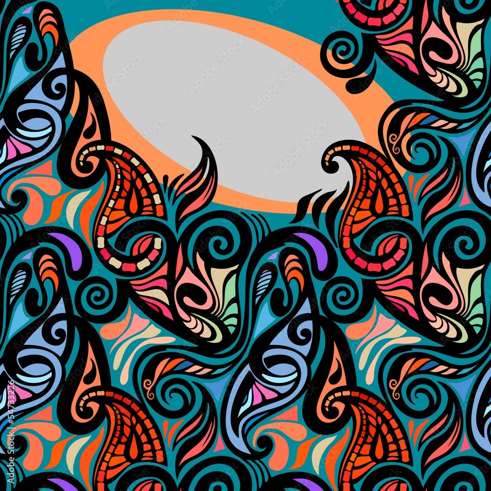 Colorful abstract seamless paisley pattern