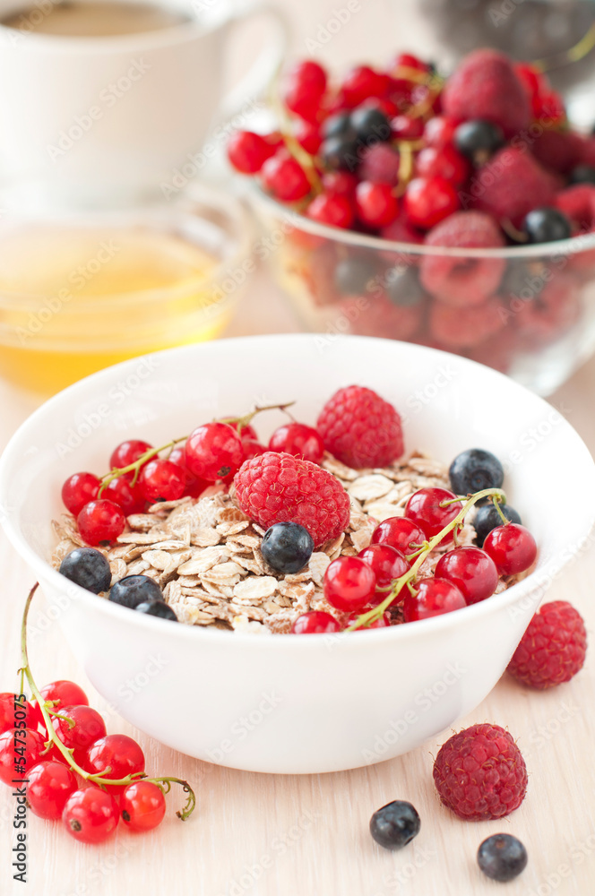 Breakfast with cereals and berries Breakfast with cereals and berries