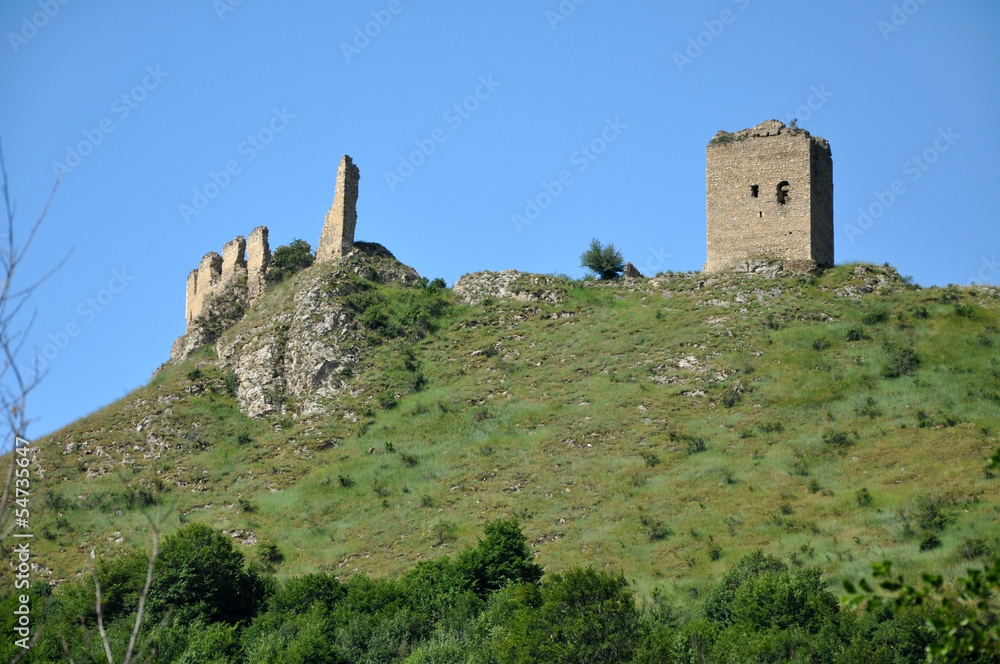 Medieval fortress on a rocky height in Transylvania