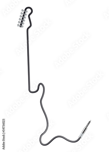 jack connectors with cable shaped in guitar form