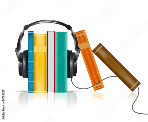 audio books concept with headphones