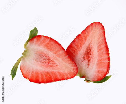Sliced strawberry isolated on white