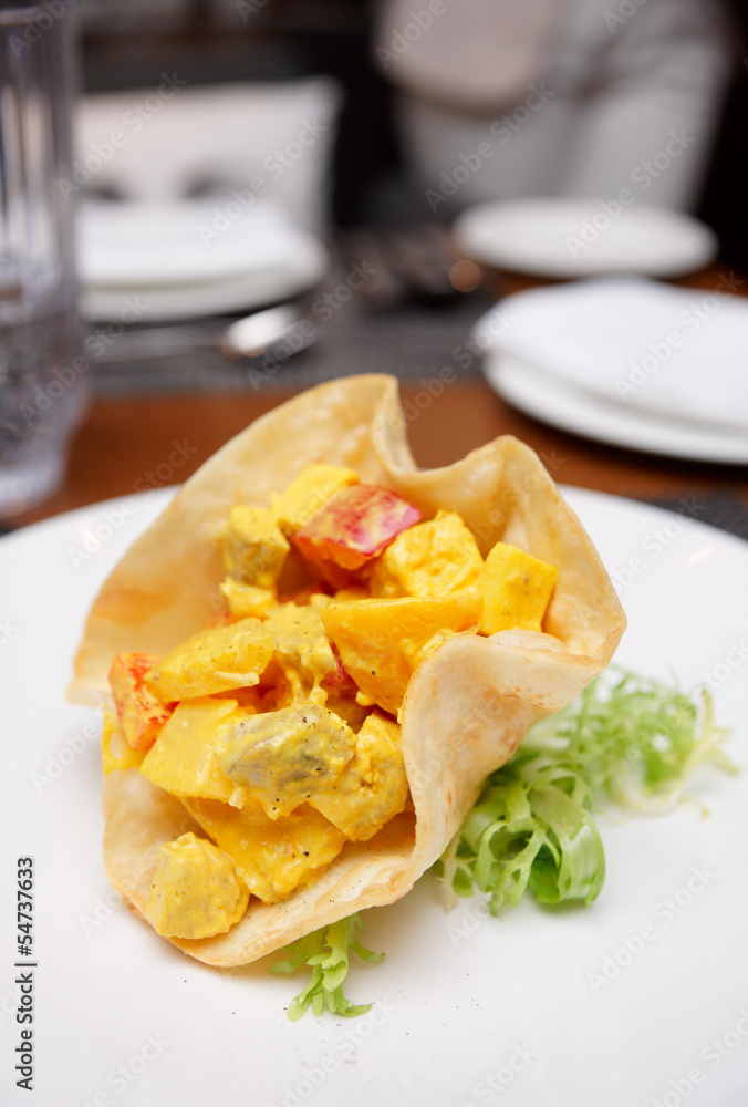 Chicken, pineapple and curry appetizer Chicken, pineapple and curry appetizer