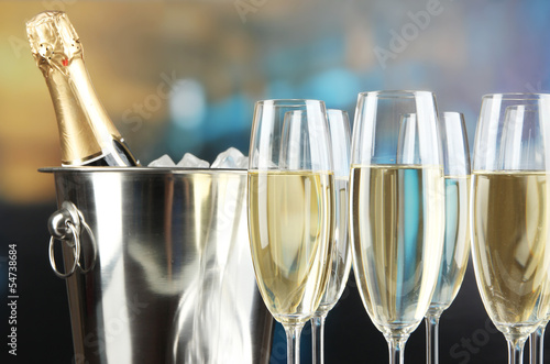 Champagne in glasses in restaurant #54738684