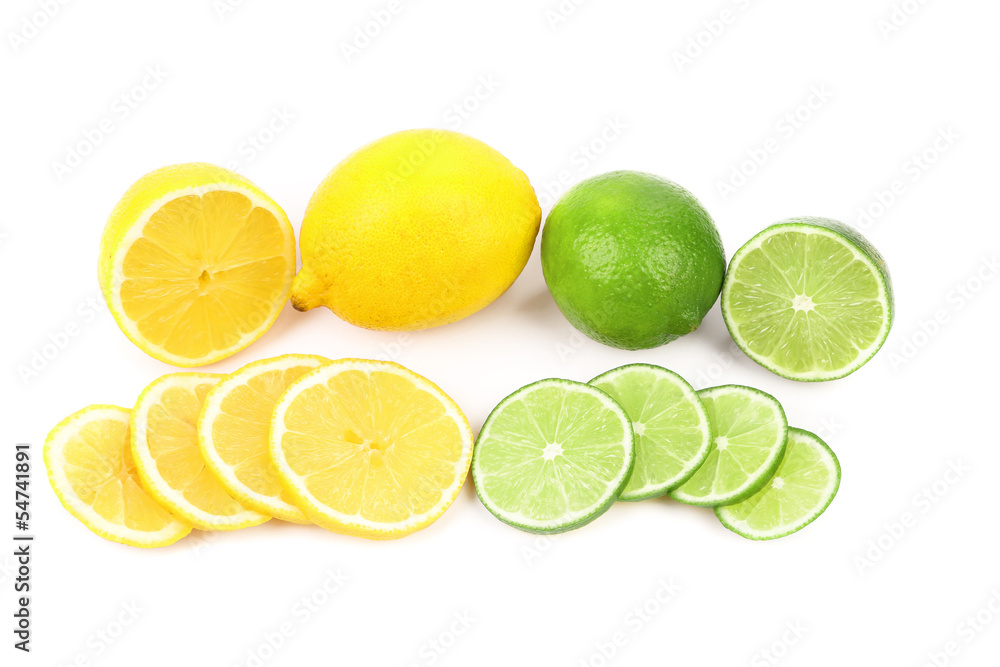 colorful fresh lime and lemon fruit