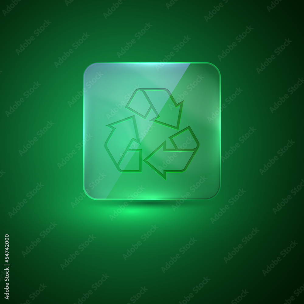 glass icon with recycle sign glass icon with recycle sign