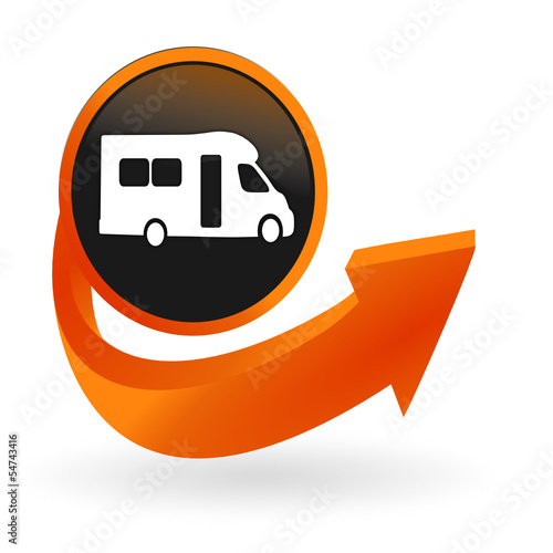 camping car sur web bouton flèche orange
