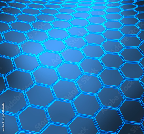 Blue shiny abstract technical or scientific background with grap