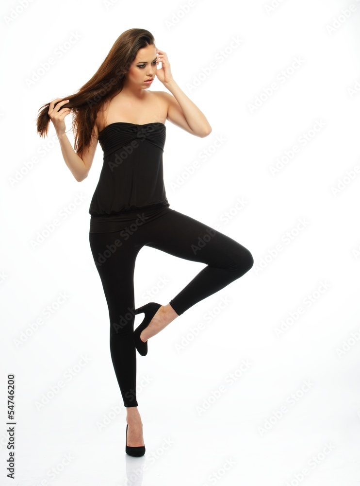 Young brunette with make-up isolated on white background Young brunette with make-up isolated on white background