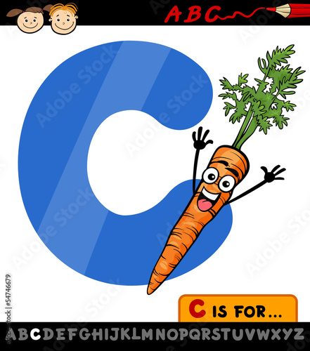 letter c with carrot cartoon illustration