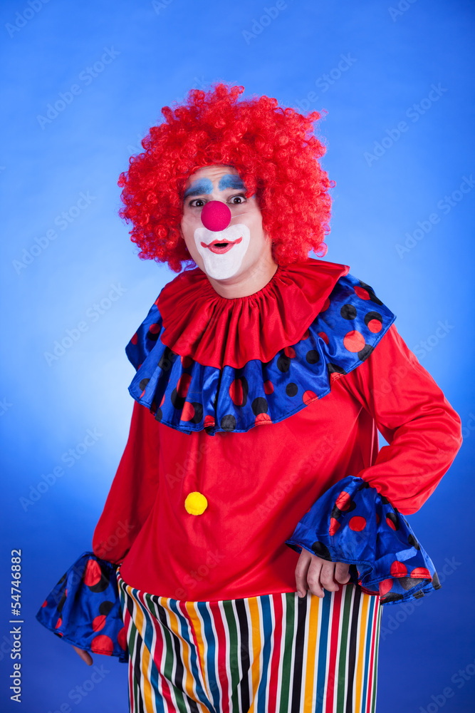 Clown on blue backgound Clown on blue backgound