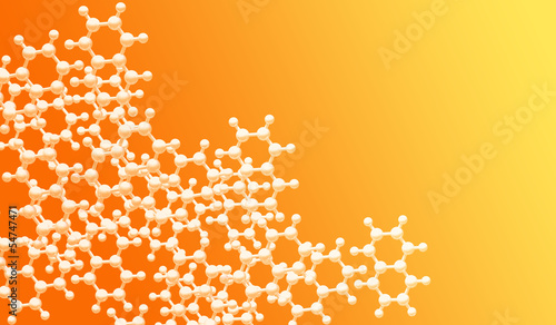 orange scientific background with white molecules
