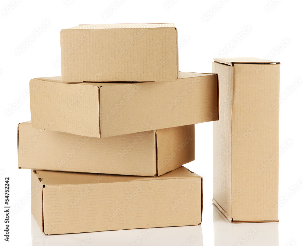 Parcels boxes, isolated on white Parcels boxes, isolated on white