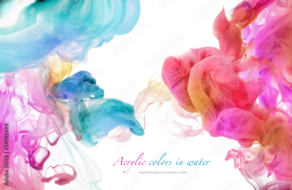 Acrylic colors in water. Abstract background. - obrazy, fototapety, plakaty 