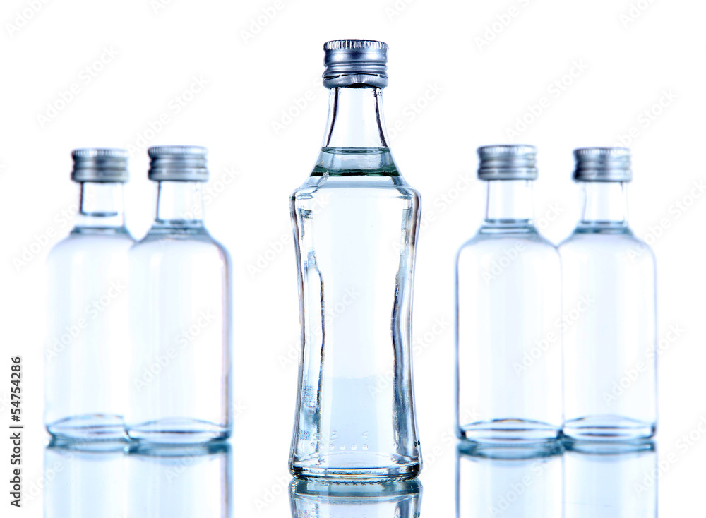 Minibar bottles, isolated on white Minibar bottles, isolated on white