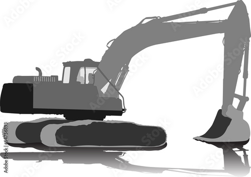 Vector silhouette of a tractor of road service