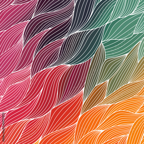 Vector abstract hand-drawn waves texture, wavy background. Color