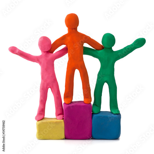 Photos plasticine people celebrate victory