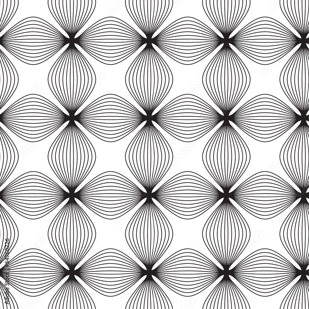 Flowers, black and white abstract vector seamless pattern. Flowers, black and white abstract vector seamless pattern.