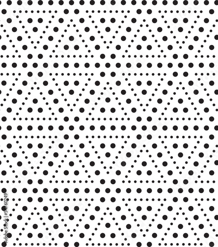 Triangles of dots, abstract vector seamless pattern.