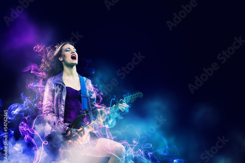 Rock passionate girl with black wings