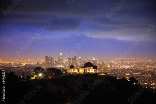 Los Angeles at night. Griffith Observatory. photo