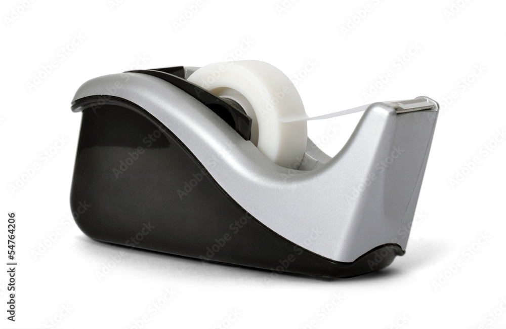 Angled view of sticky tape dispenser on white background Angled view of sticky tape dispenser on white background