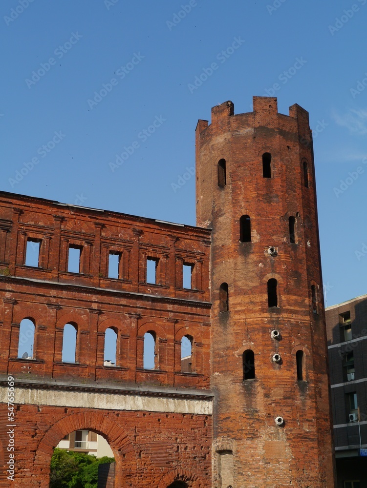 A Towers of the roman gate (porta Palantina) in Turin