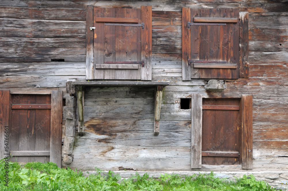 Old wooden mazot huts in Zermatt in the Swiss Alps Old wooden mazot huts in Zermatt in the Swiss Alps
