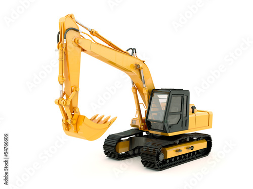 Excavator isolated with light shadow