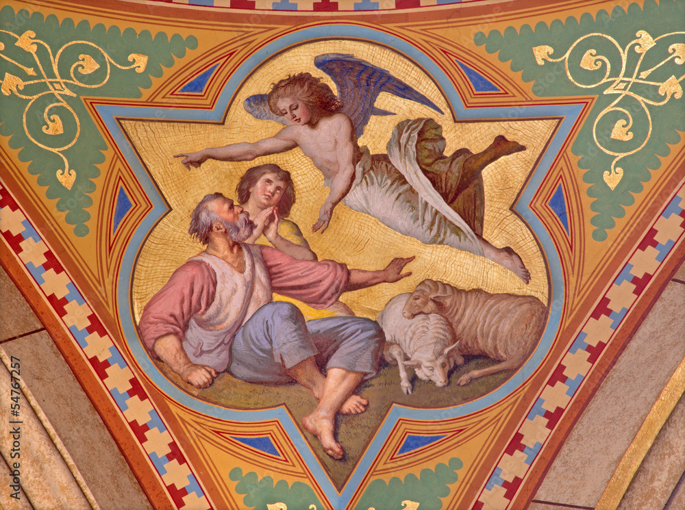 Fototapeta premium Vienna - Fresco of revelation of angels to shepherds