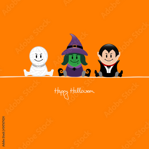 Halloween Mummy, Witch & Vampire Orange